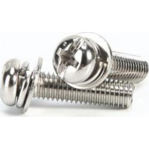 30pcs M2.5 stainless steel Phil-Slot screw Round head nickel plated three combination screws furniture bolts 5mm-12mm length