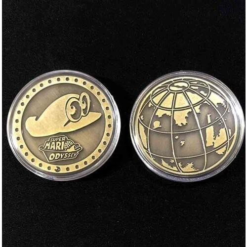 3D Super Mario Odyssey Gold Coin Cosplay Super Mario Collectible Metal Coins Halloween Party Props