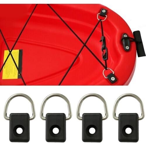 4 Pieces Kayak D Rings Fitting Fishing Rigging Bungee Kit Accessory for Boat Canoe Kayak Kayak D Ring Tie Down