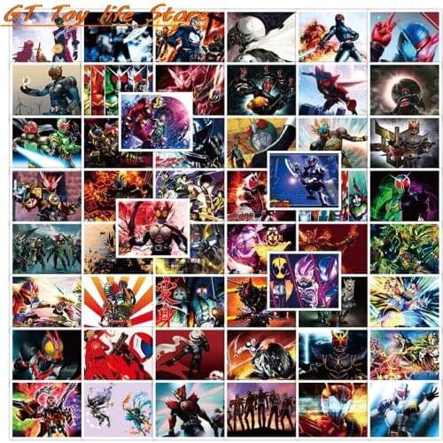B 52Pcs Kamen Rider Japanese Adventure Stickers For Motorcycle Luggage Skateboard Bicycle Fridge Waterproof Anime Stickers