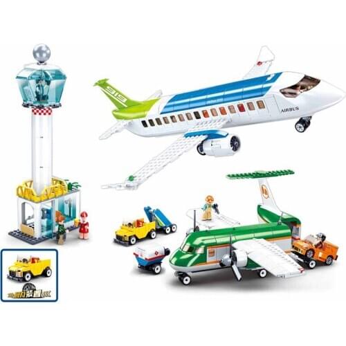 731Pcs City Street View Educational Building Blocks Toys For Kids 6Years DIY Gift Sluban 0930 Airport Plane Models Small Bricks