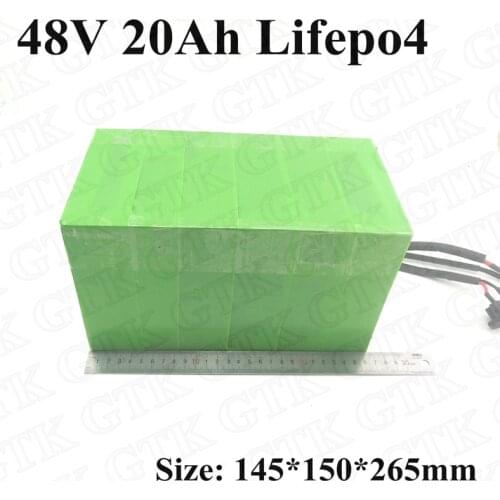 Lifepo4 battery pack 48V 20Ah lifepo4 battery for 1000W 1500W 2000W motor electric bike scooters power wheelchair + 3A charger