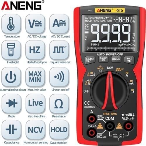 ANENG Q10 9999 Counts Ture Rms Meter lCR Meter Digital Multimeter Professional Analog Multimetro Transistor Tester Multimeters