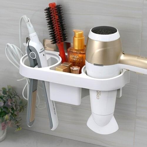 Hands Free Hair Dryer Holder For Bathroom Shower Organizer Wall Mounted Shampoo Storage Rack Bathroom Accessories Set Home