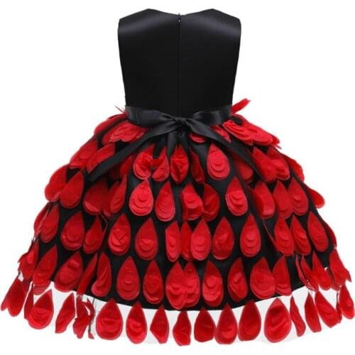 Kids Princess Dress, Splicing Feather Sweetheart-Neck Sleeveless Jumper Skirt with Bowknot Decors for Girls, 3-10 Years