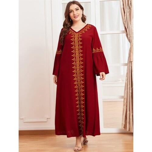 Ethnic Embroidery Abaya for Muslim Women Hijab Dress Loose Kaftan Turkey Dubai Caftan Isalmic Clothing Arabic Robe Gown Ramadan