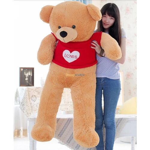 Fancytrader 160cm Stuffed Big Brown Giant Teddy Bear I Love You with Tshirt Plush Doll for Girls Free Shipping