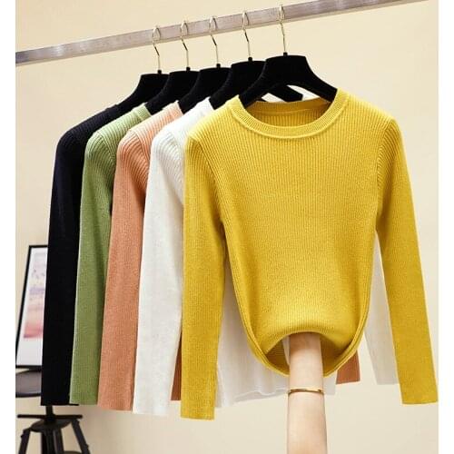 Cashmere Knitted Sweater Women 2021 Autumn Winter Korean Rib Jumper Throat Long Sleeve Pullover Female Jumper Green Knitwear