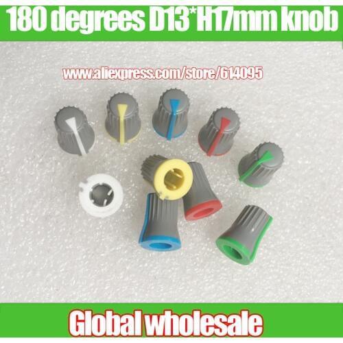 10pcs mixer potentiometer rotating knob cap / gray body 180 degree power amplifier switch half shaft D hole knob cap