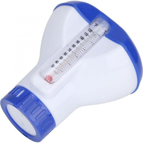 Swimming Pool Floating Pills Disinfecting Box with Thermometer Automatic Drug Dispenser Afloat Disinfection Swim Pool Accessorie