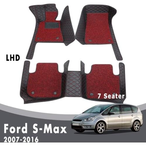 Car Floor Mats For Ford S-Max 2016 2015 2014 2013 2012 2011 2010 2009 2008 2007 7 Seater Luxury Double Layer Wire Loop Carpets