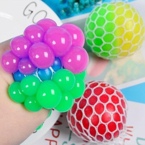 Colorful Stress Grape Ball Kneading Decompression Soft Foam Squeeze Balls Squishy Stress Relief Balls Toys for Kids Adults U7EE