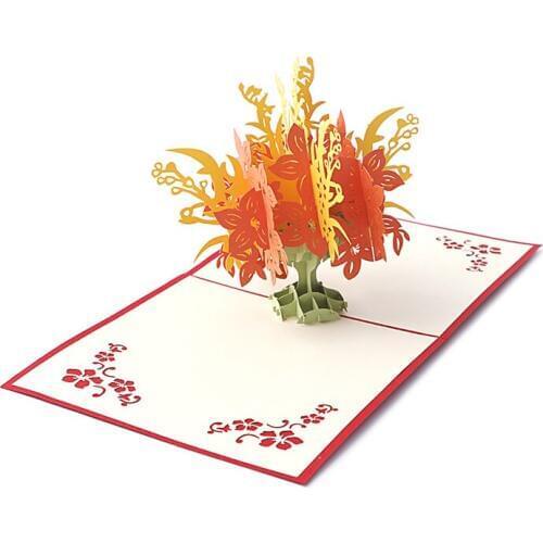 Creative 3D Pop UP Holiday Greeting Card Flower Tree Christmas Thanksgiving Gift -Y102