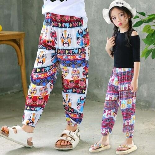 Summer baby boys casual pants little kids ankle-length thin trousers loosen baby girls Dance pants child long Training pants