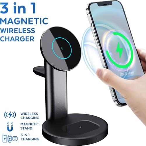 Magnetic Wireless Charger For Apple Watch 6 Airpods Pro 3 in 1 15W Fast Charging Dock Station for iPhone 12 Pro Max Mini iWatch