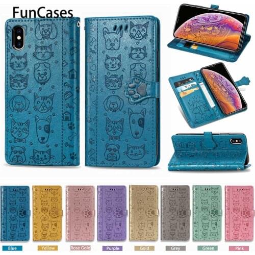 Cute Pet Phone Bag Cases For coque iPhone X Max Phone Cases Holder Case iPhone telefon XS Max Mobile PU Leather Phone Bag Cove