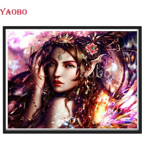 Cartoon Elf Girl Flower Diamond Mosaic 5D DIY Diamond Painting Full Square Round 3D Embroidery Rhinestone Pictures Wall Decor