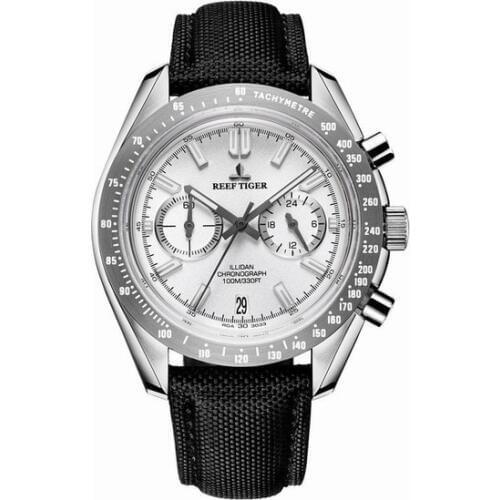 Reef Tiger Classic Serier RGA3033 Men Sport Watches with Nylon Strap Luminous Chronograph Quartz Watch