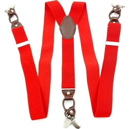 Men Across Vintage Commercial Elastic Clip On Casual Leather Alloy Portable Accessories Suspenders