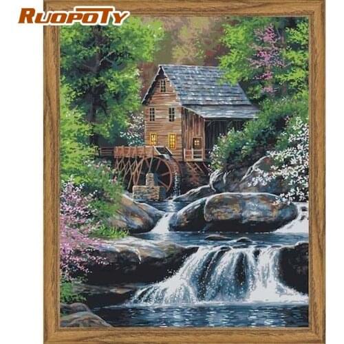 RUOPOTY Oil Flowers Paint By Numbers Kits Scenery Painting By Numbers On Canvas Frame 60x75cm color HandPainted DIY Home Decor