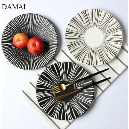 Nordic Retro Ceramic Plates Set Simplicity Porcelain Pasta Steak Plate Dinner Dishes Dessert Decoration Dish Kitchen Tableware