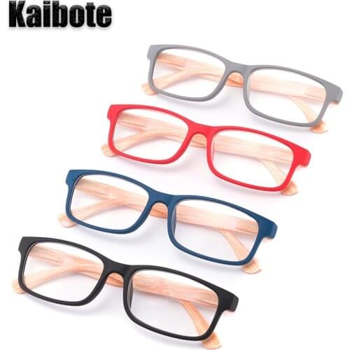 Kaibote Super Valued Pack 4 Pairs Retro Reading Glasses Rectangular Imitation Wood Design Leg Presbyopic Eyeglasses +1.0 to +3.5