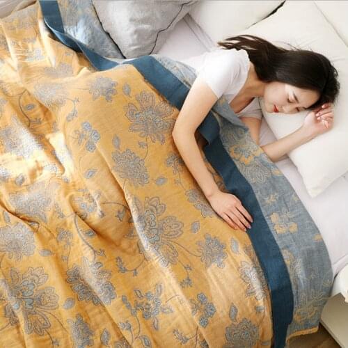 Cotton Gauze Towel Muslin Blanket Soft Throw For Adults and Kids On The/Bed/Sofa/Plane/Travel Bedspread summer