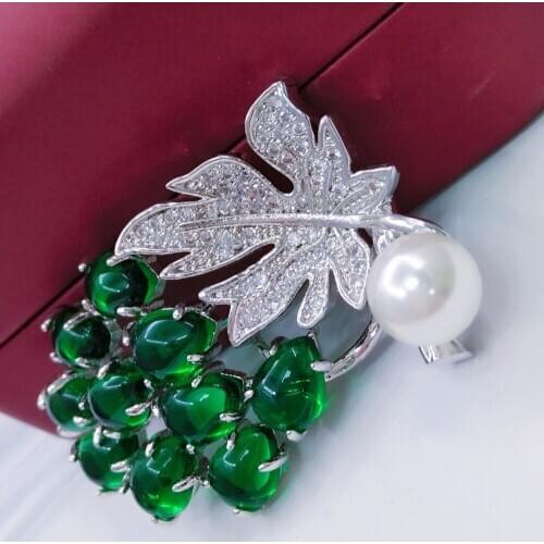 Wholesale Fashion Leaves Brooches For Women Dress Match Brooches Green Stone Brooches Top Quality Wedding Brooch Drop Shipping