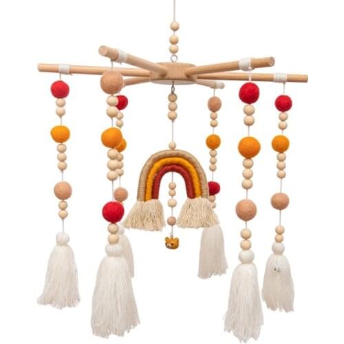 Rattles Crib Mobiles Toy Bed Bell For Newborn Baby Rainbow Tassel 0-12 Month Carousel Cots Projection Dropshipping