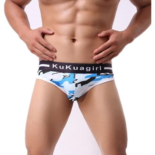 Sexy Underwear Men Briefs Shorts Cotton Camouflage Panties Breathable Low Rise U Convex Pouch Underpants Cueca Calzoncillo L-3XL