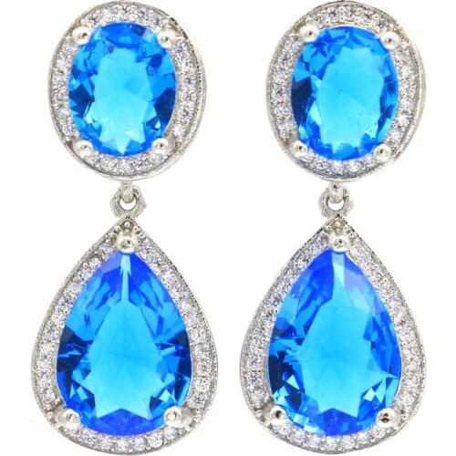 25x12mm SheCrown Lovely 4.6g Red Blood Ruby Girls Daily Wear 925 Sterling Silver Earrings Drop Shipping