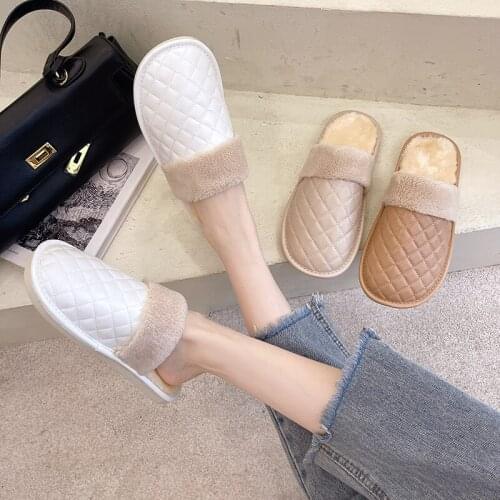Womens Slippers Female Winter Warm Plush Casual Non-Slip Bedroom Flats Waterproof Indoors Shoes Women Couple Comfortable Slides