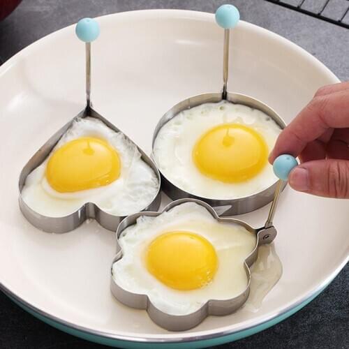 Thickened 430 Stainless Steel Fried Egg Shaper Adjustable Handle Non-slip Kitchen Cooking Accessories Pink/Blue Egg Tools 1pcs