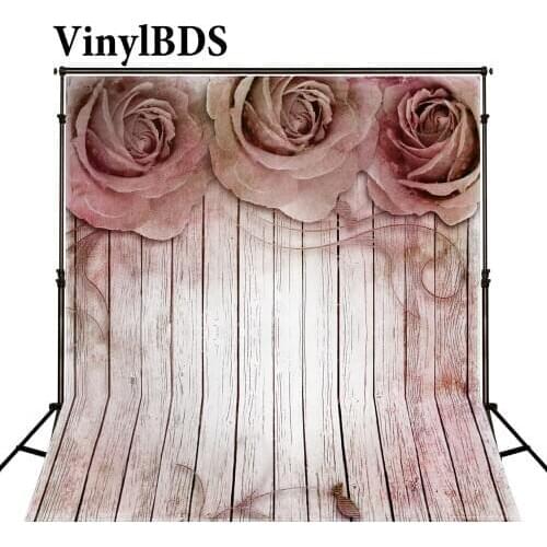 VinylBDS Photography Backgrounds Newborn Baby Wood Floor Fond Studio Photo Red Flower Backdrop For Photo Shoot