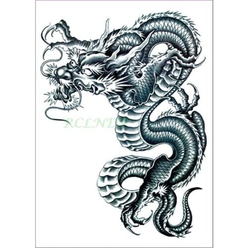 Waterproof Temporary Tattoo Sticker black ferocious dragon tatto stickers flash tatoo fake tattoos for men