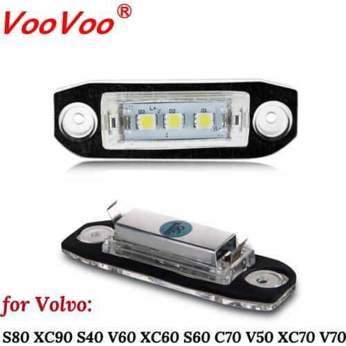 VooVoo 2Pcs Canbus LED License Plate Light for Volvo S80 XC90 S40 V60 XC60 S60 C70 V50 XC70 V70 White Car-Styling Number Lamp