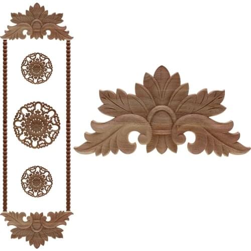 VZLX New Arrival Vintage Wood Carved Corner Onlay Applique Unpainted Furniture Cabinet Decorative Figurines Wooden Miniature DIY