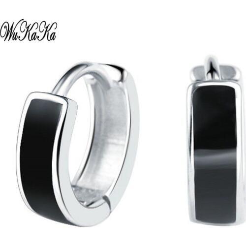 Wukaka Fashion Men Earring For Men Boy 2020 Man Jewelry Drop Shipping Enamel Black Earring