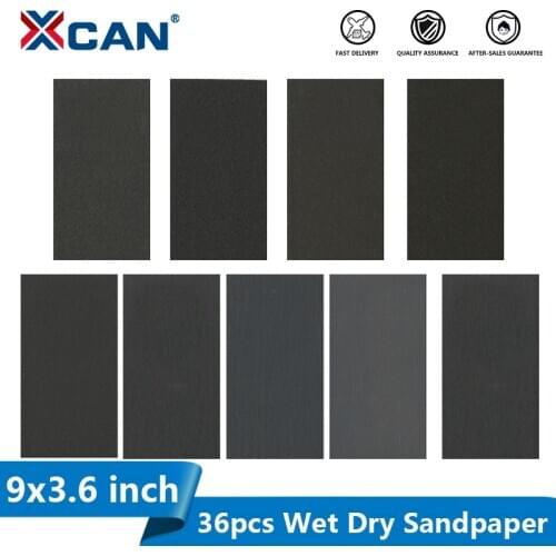 XCAN Sandpaper 36pcs 9x3.6inch Wet Dry Sanding Paper 400-3000 Grit Sand Paper for Wood Metal Polishing Abrasive Tools