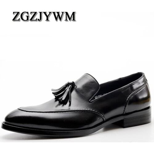 ZGZJYWM New Breathable Mens Business Lace-Up Black/Red Pointed Toe Dress Genuine Leather Wedding Flats Oxfords Shoes