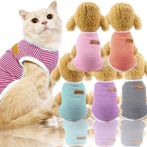 Pet Cat Clothes for Small Cat Dog Striped Cotton Summer Shirt Clothing for Cats Jacket Katten Custume Pet Products Puppy Vest