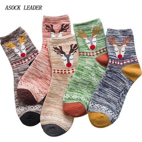 1 Pairs Spring New Cotton Ladies Socks Ethnic Trend Deer Stripe Personality Womens Socks