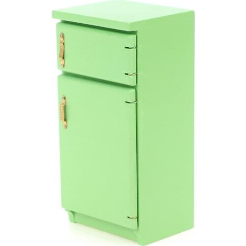 1:12 Dollhouse Miniature Green Purple Refrigerator Fridge Model Dolls House Furniture For Decoration