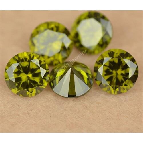 1~4mm 5A Dark Peridot Color Brilliant Round Shape Loose Cubic Zirconia Stone Synthetic CZ Olive Green Zircon Gems For Jewelr DIY