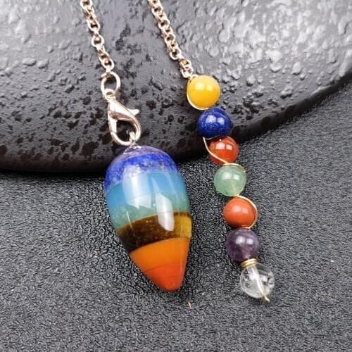 15x28mm Natural Crystal Radish Pendant Necklace Water Drop Shape Colorful Chakra Mosaic Pendant Sold Quickly on EBay and Amazon