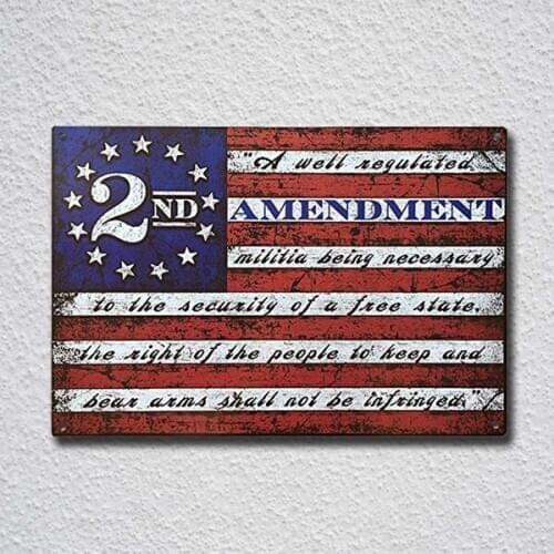 2nd Amendment Brand Vintage American Flag USA Second 2A Tin Sign Metal Sign Metal Poster Metal Wall Sign