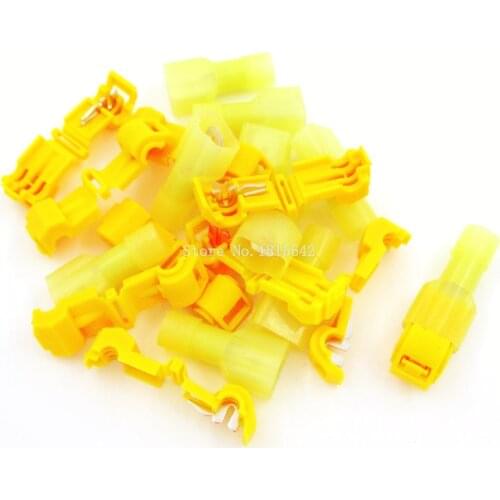 20PCS=10sets Yellow T Type Quick Splice Crimp Terminal Wire Convenient Connector For 4mm Line Wire Set