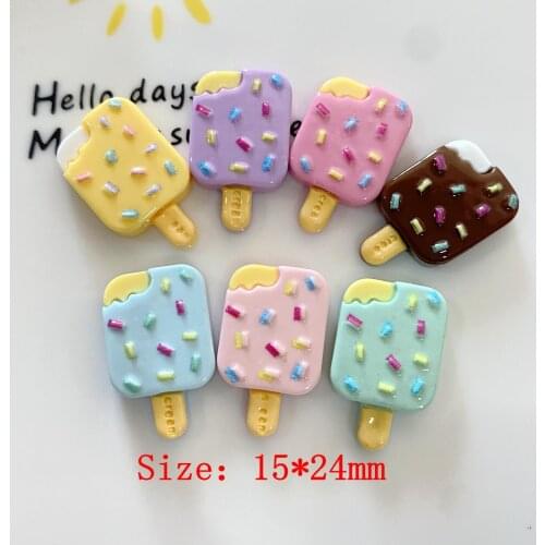 20Pcs Mini Simulation Ice Cream Flat back Resin Cabochon Fake Food DIY Resins Craft Phone Decoration Scrapbooking Accessories