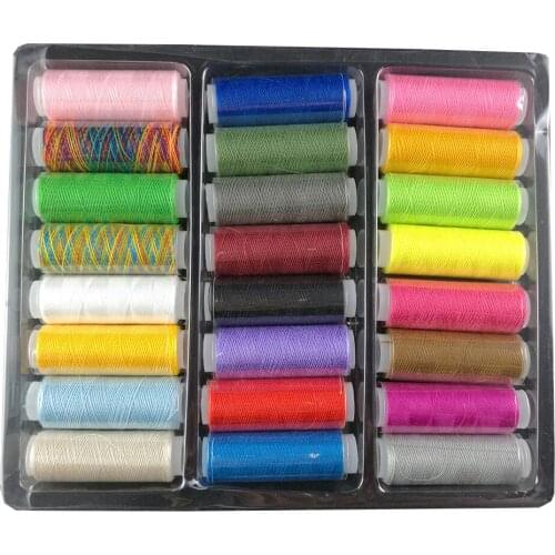 24PCS Cotton Rolls Color Assorted Spools Thread All Purpose Home Hand Machine Sewing Decor Reel Thread Dress Making Tools