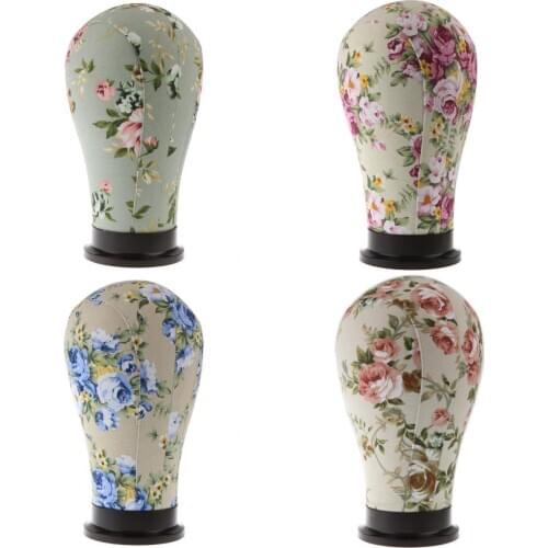 4pcs Canvas Block Mannequin Manikin Model Cork Head Salon Toupee Wig Making Display Stand Holder with Mount Hole 21'' 22